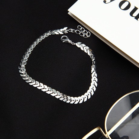 Lắc chân nữ hình nguyệt quế phong cách thời trang màu bạc và vàng - LT45