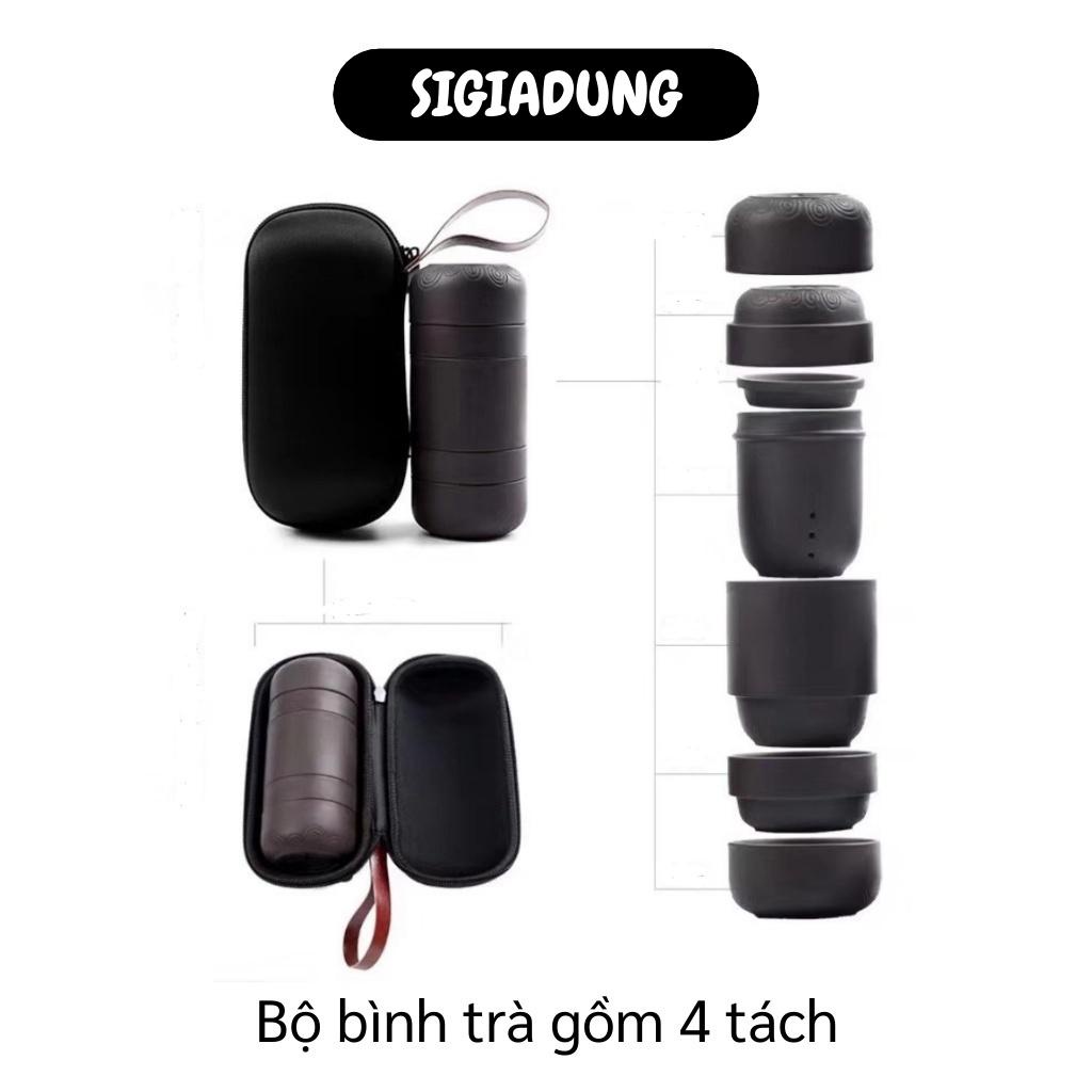 Bộ trà gốm sứ GIÁ SỈ Bộ ấm trà với 4 tách di động có thể dễ dàng đem đi du lịch với túi xách 9985