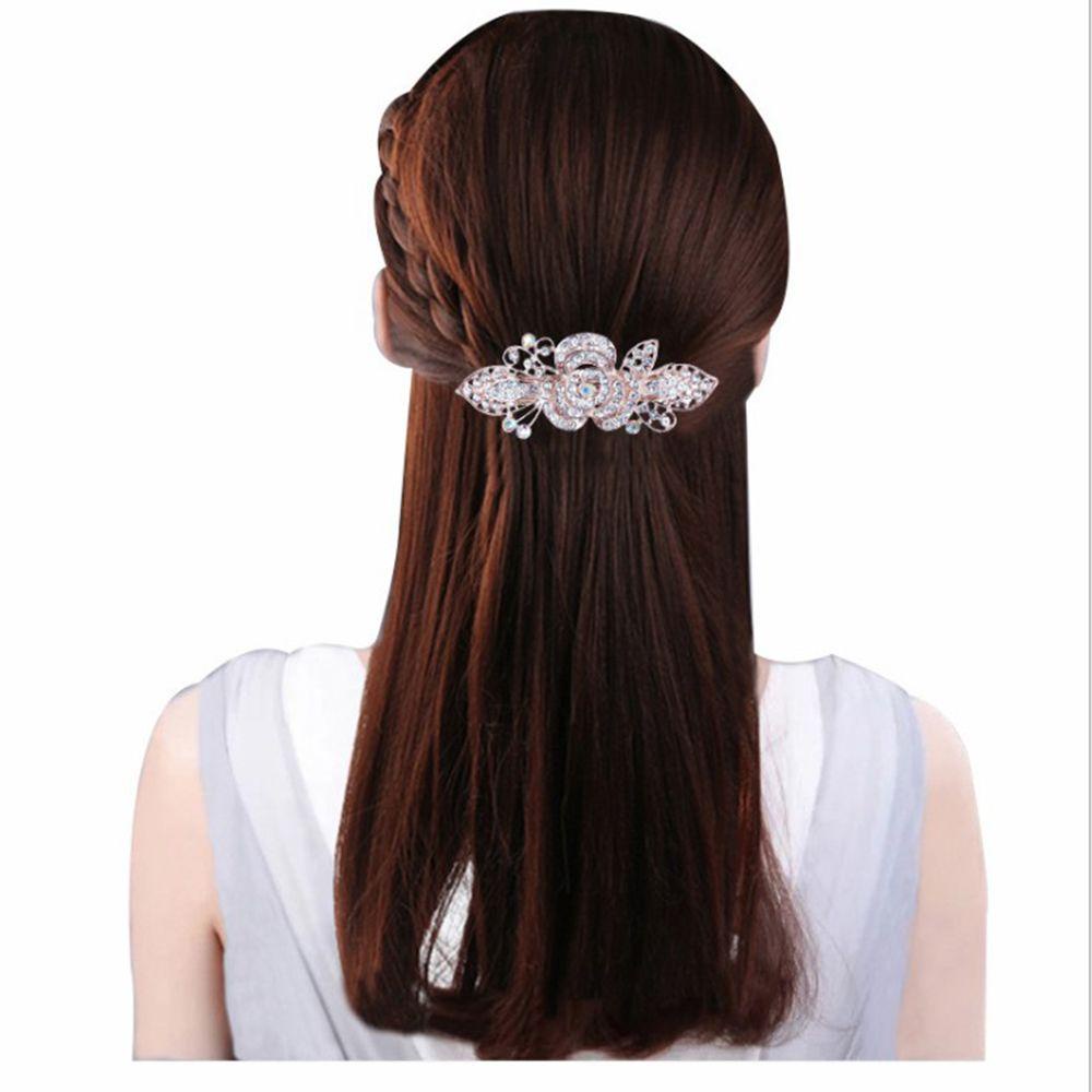 YVE Kẹp Tóc Kim Loại Hình Vương Miện Đính Đá Pha Lê Sang Trọng