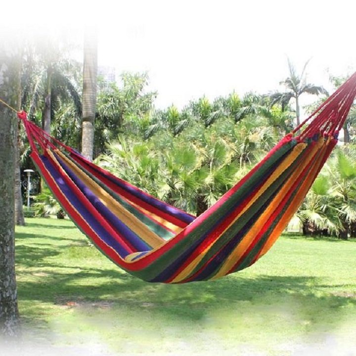 Võng du lịch cắm trại dã ngoại gấp gọn  sợi Vải đan Canvas Size 190x80cm