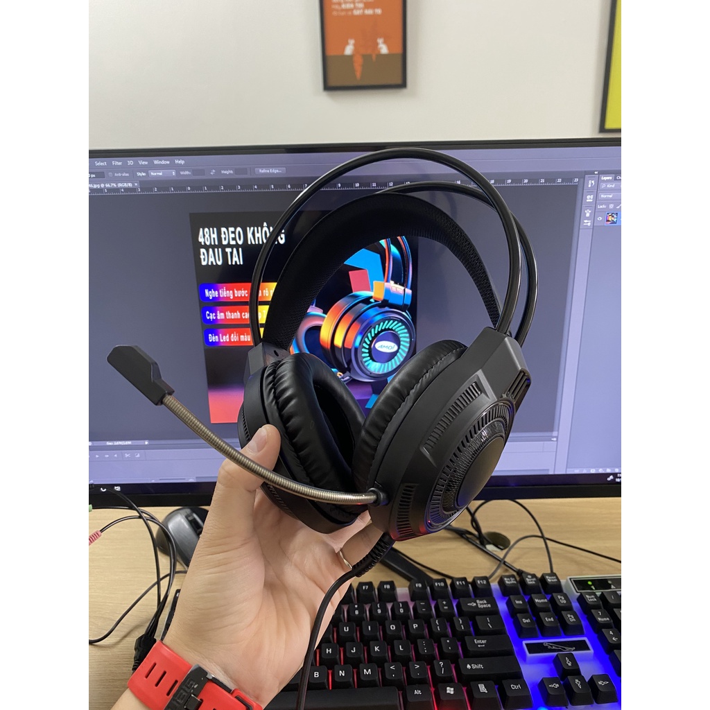 Combo Tai Nghe + Chuột Game Tai nghe chuyên Game chụp tai (Headphone Gaming) Headset Pro HS705 cho gamer