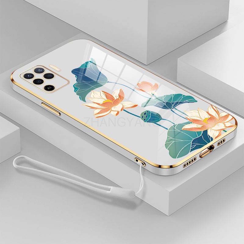 ốp lưng oppo a94 ốp điện thoại oppo a94 Ốp Điện Thoại TPU Dẻo Mạ Màu Họa Tiết Hoa Sen Sang Trọng