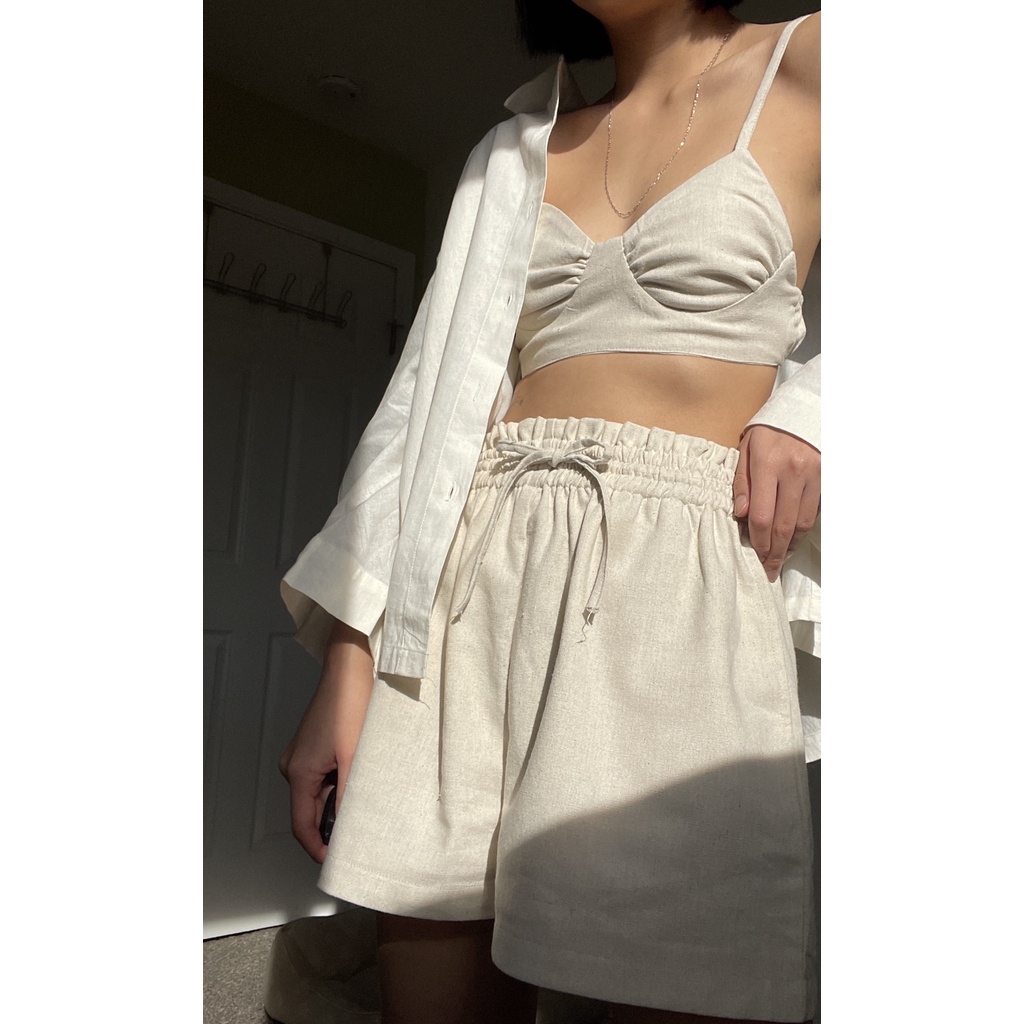 AMEGON Quần short linen lưng chun dây rút MINI YUKI SHORTS