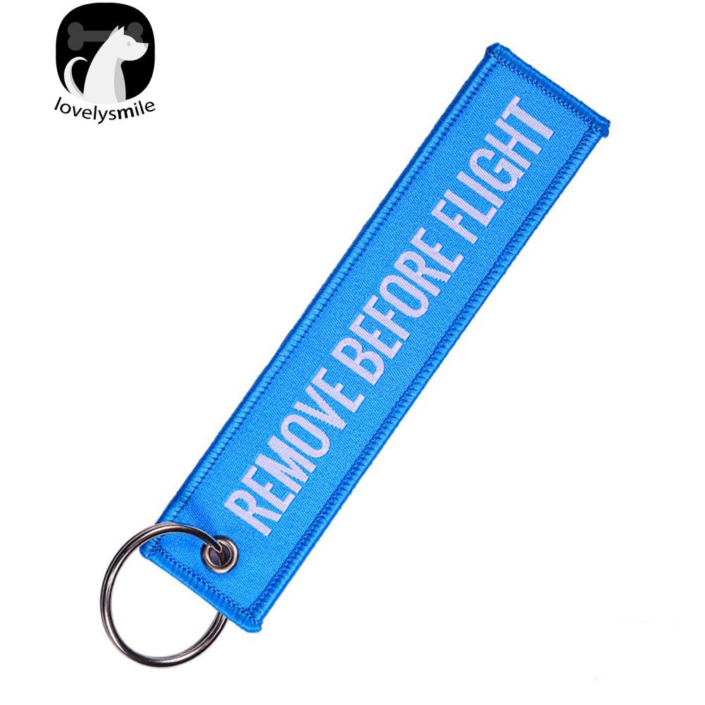 Móc khóa thêu chữ Remove Before Flight