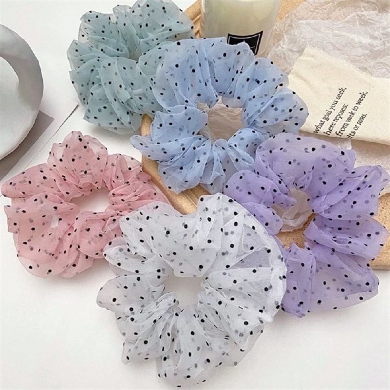 💋CỘT TÓC SCRUNCHIES VOAN CHẤM BI 💋
