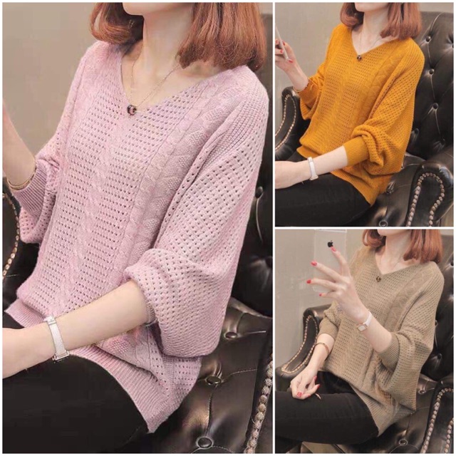 Bán sỉ áo len lỗ dáng cánh dơi