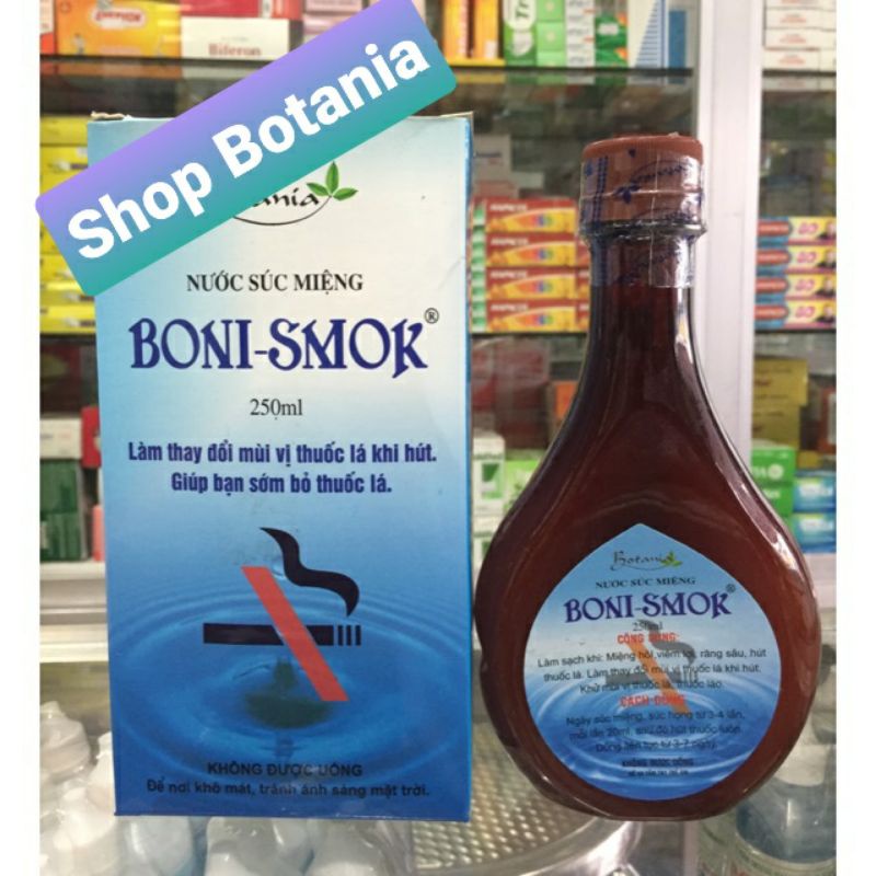 ✅(CHÍNH HÃNG) Nước súc miệng cai thuốc lá Boni Smoke Boni Smok 250ml, 150ml