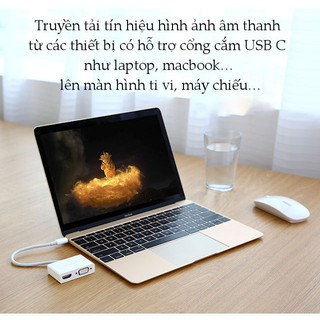 BO CHUYEN DOI USB TYPE C SANG HDMI+VGA DAI 15CM UGREEN CM178