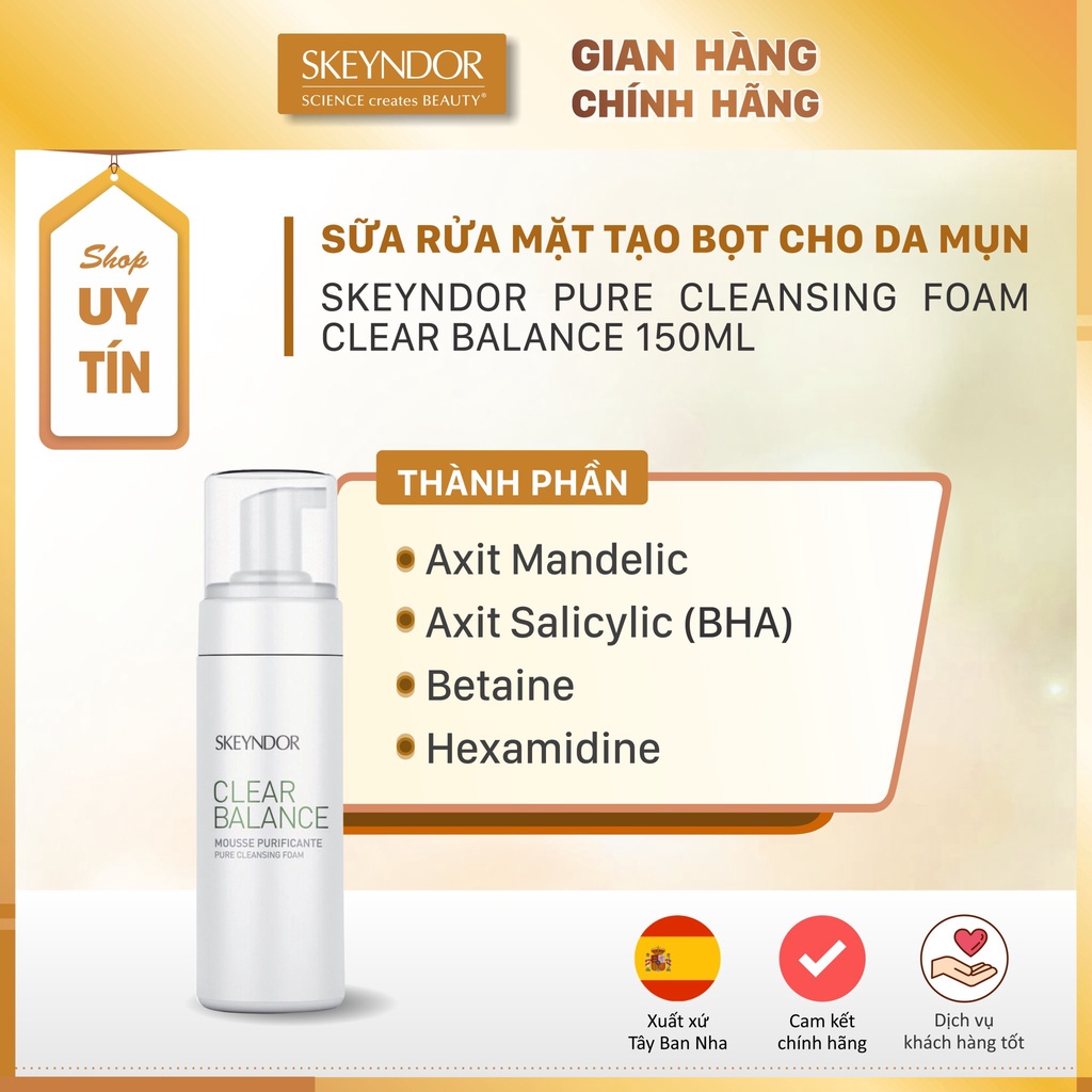 Sữa rửa mặt tạo bọt cho da mụn SKEYNDOR Pure Cleansing Foam Clear Balance 150ml | BigBuy360 - bigbuy360.vn