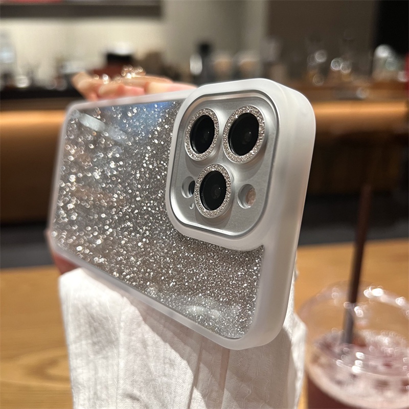 Ốp Điện Thoại Cứng Trong Suốt Viền Silicon Lấp Lánh Chống Sốc Cho iPhone 14 13 Pro Max 14 Plus