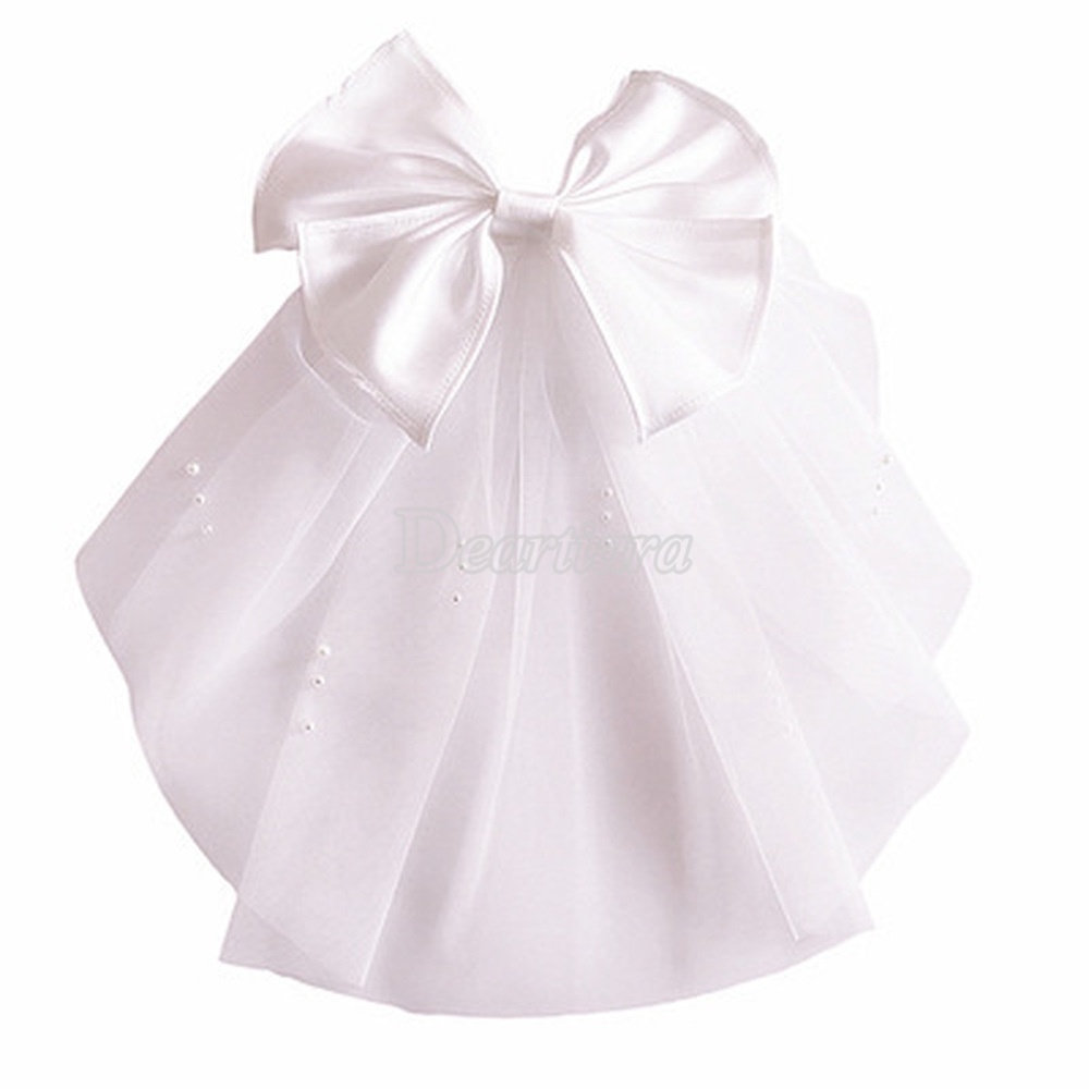 Mạng Che Mặt Cô Dâu Thiết Kế Ngắn Phối Nơ Hợp Thời Trang