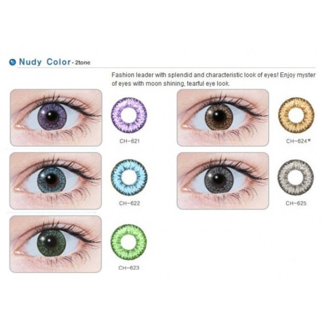 1 cặp Lens Nudy blue có sẵn 0-6 độ kính áp tròng Hàn Quốc 7