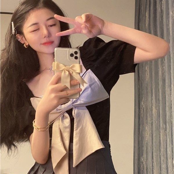 French Style Classic French Style Bow Neck Puff Sleeve Shirt New Arrival Summer New Arrival For Women | BigBuy360 - bigbuy360.vn