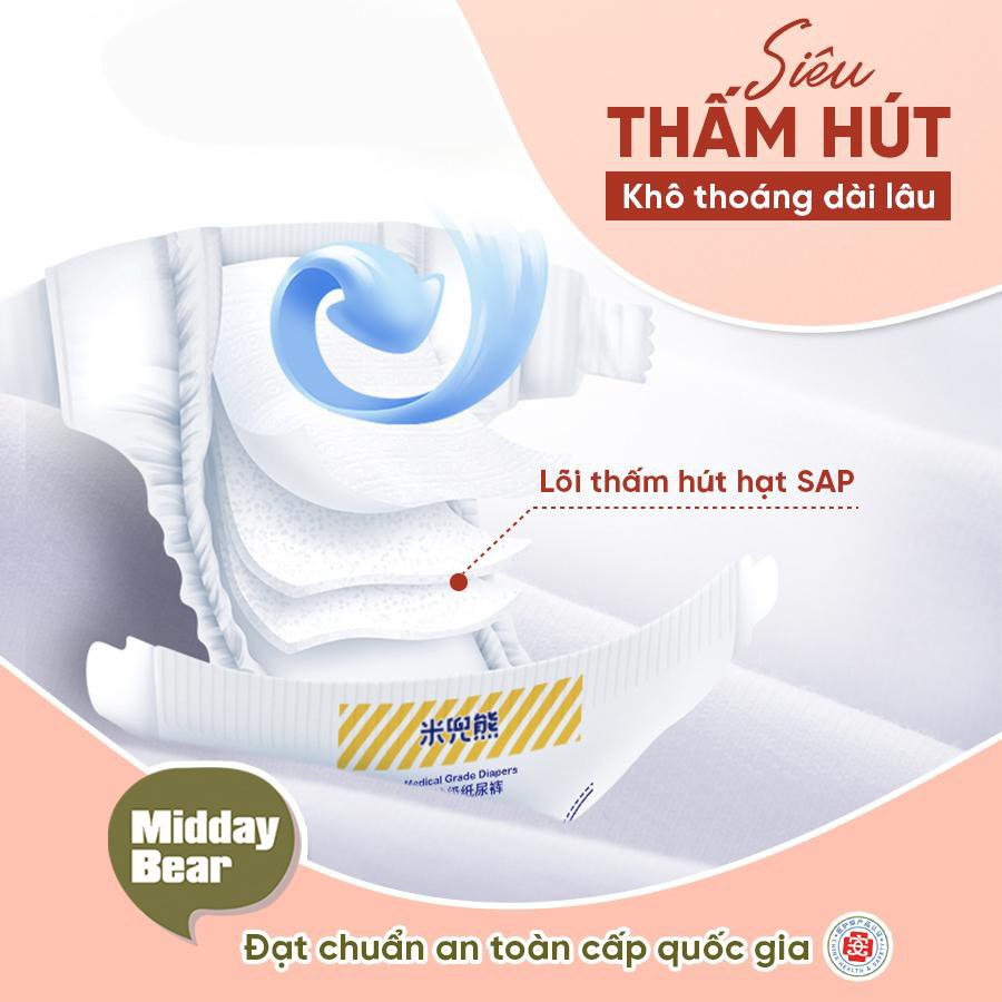 Tã dán/ quần 𝗠𝗶𝗱𝗱𝗮𝘆 𝗕𝗲𝗮𝗿 cao cấp xuất Châu Âu - đạt chứng nhận an toàn y tế cấp quốc gia size Dán S74/M62/L58