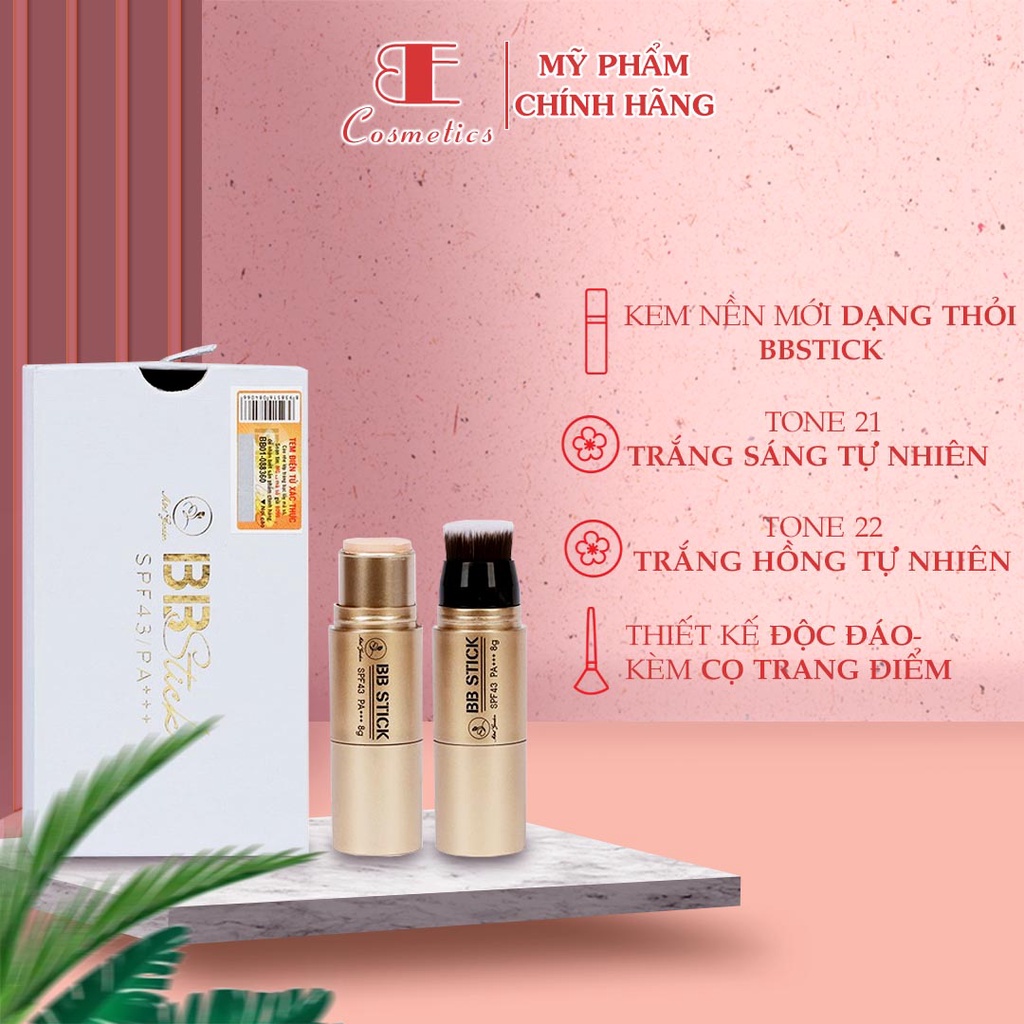 Kem Nền Che Khuyết Điểm Dạng Thỏi 8G Mini Garden BB Stick SPF 43 PA+++ Kèm Đầu Cọ Trang Điểm (KN0001), Ebi Cosmetics