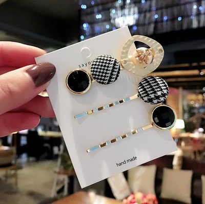 Kẹp tóc kim loại đính ngọc trai nhân tạo phong cách Retro Hàn Quốc cho nữ