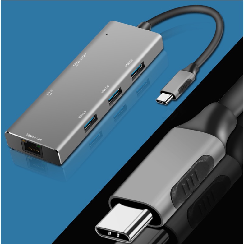 Hub chuyển USB Type-C đa năng sang USB 3.0 - LAN Gigabit - TF SD Card YC-720