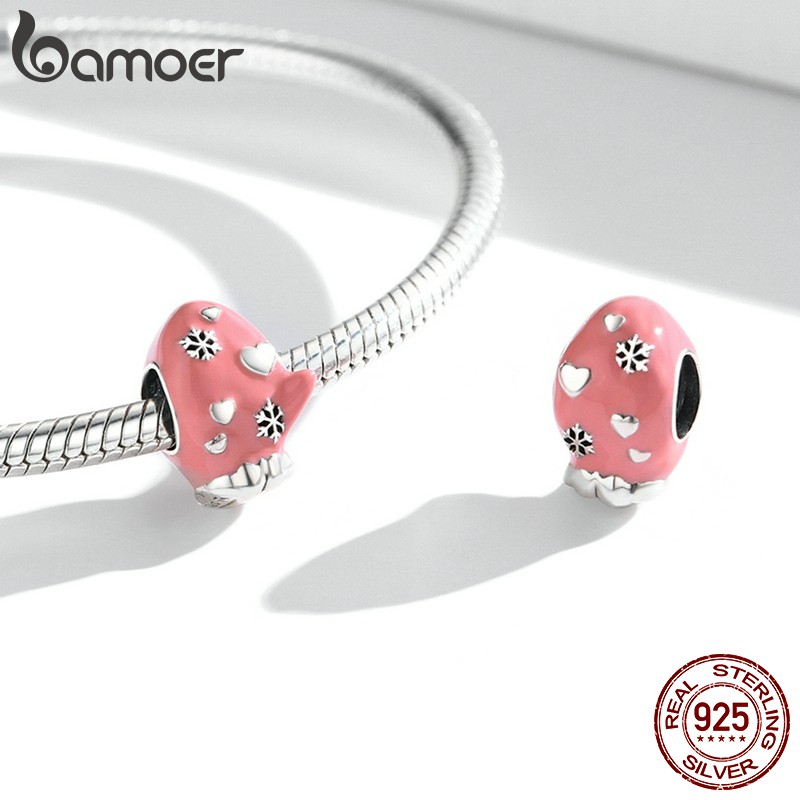 Hạt xỏ dây chuyền vòng tay Bamoer Scc1998 với 6 mẫu lựa chọn bằng bạc 925 tạo hình trang phục mùa đông có lỗ hở 4.5mm
