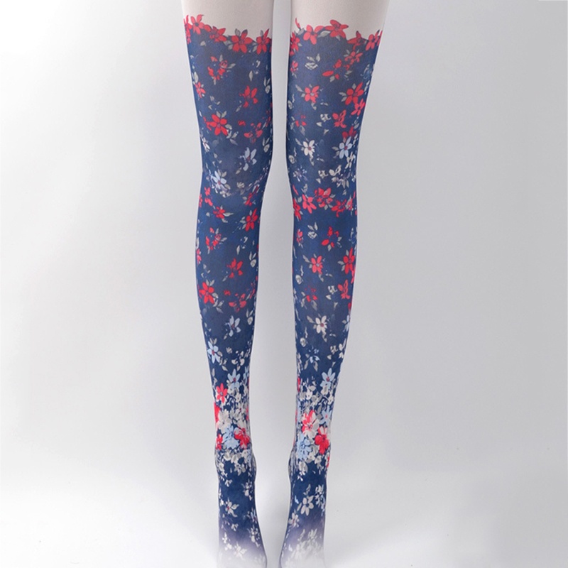 Xiangbao Quần Tất Giả Lụa In Hoa Màu Gradient Dành Cho Nữ