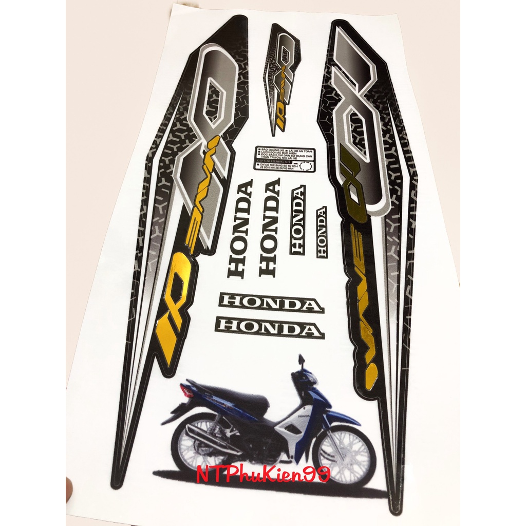 Tem Wave Zin GHÉP CROM Màu Đen  Dán cho Wave 50cc-100cc-110cc