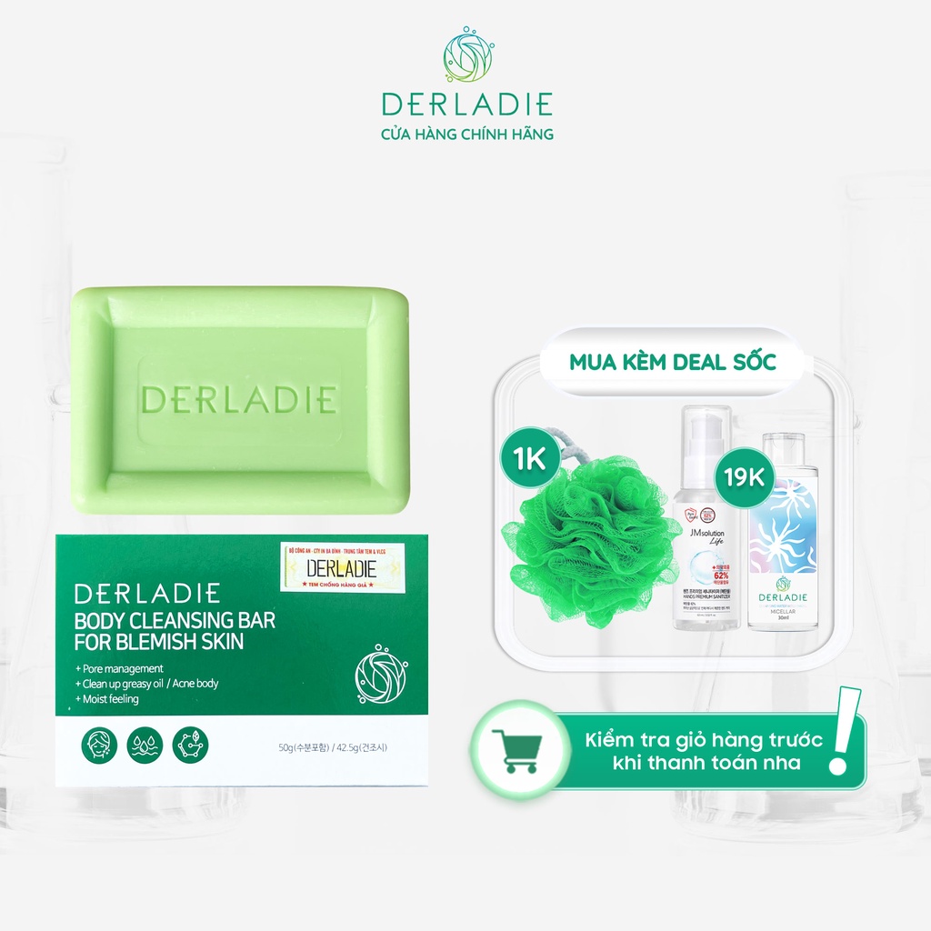 [Mã FMCGMALL -8% đơn 250K] Xà Phòng Giảm Mụn Cơ Thể Sau 7 Ngày Derladie Body Cleansing Bar For Blemish Skin 50g