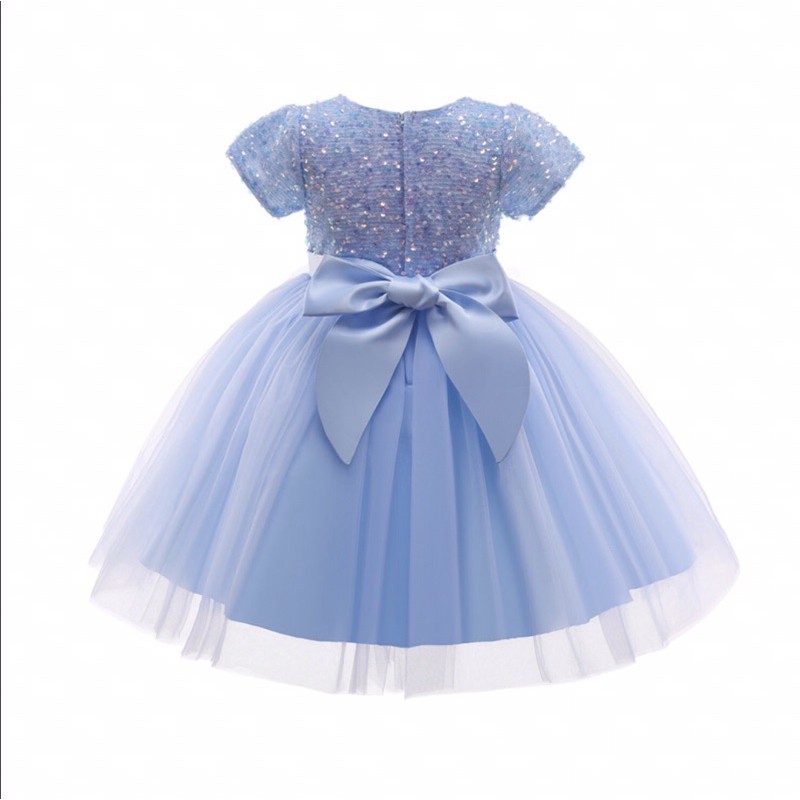 Đầm Công Chúa Cao Cấp Tay Ngắn TiNa’s House: Đính Sepuins vs Phối Nơ... Cho Bé Từ 02-08 Tuổi.