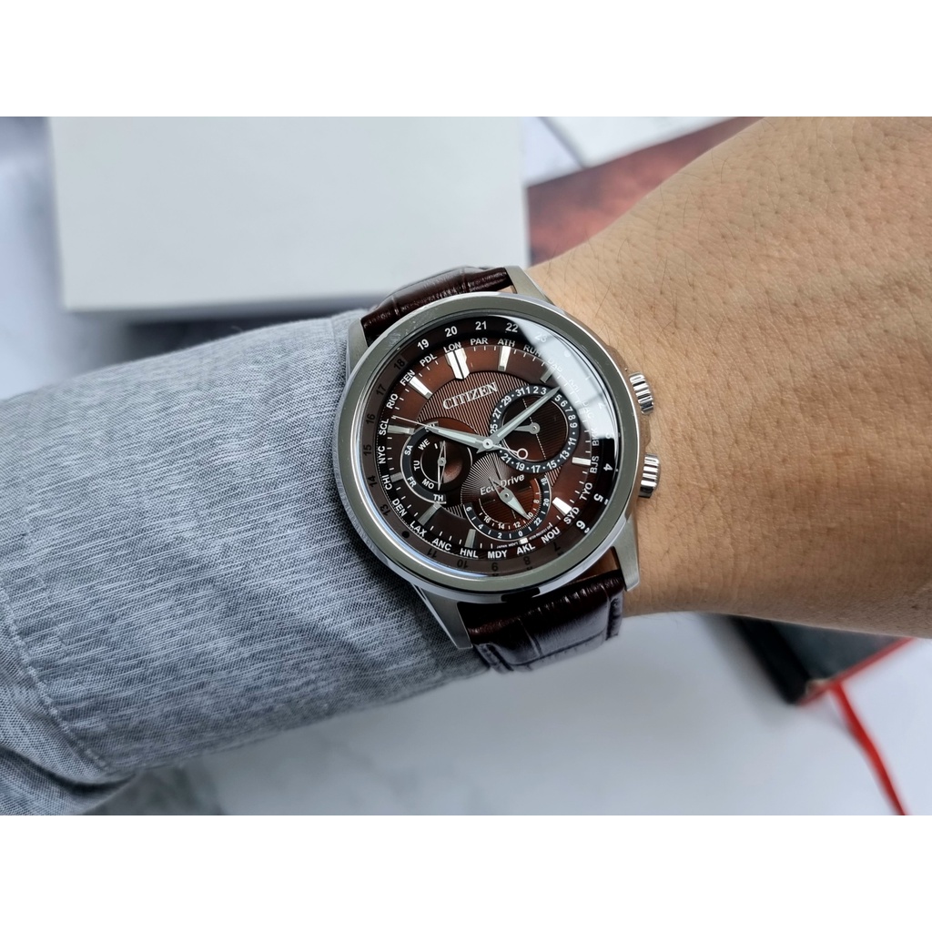 Đồng Hồ Nam Citizen BU2020-29X Eco-Drive Dây Da Nâu Mặt Nâu