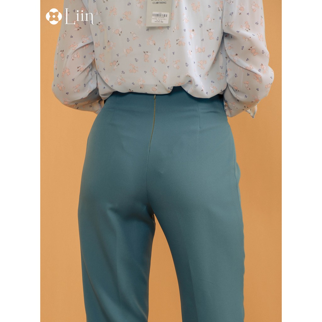 Quần nữ công sở màu xanh Liin clothing thiết kế lệch đai thắt nơ, dáng suông basic Q3340 | BigBuy360 - bigbuy360.vn