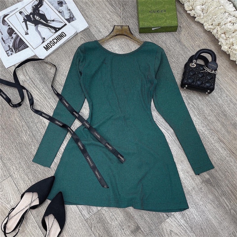 ĐẦM THUN GÂN TAY DÀI XOÈ NHẸ