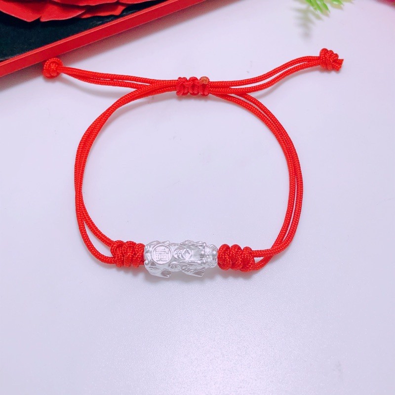Vòng tay chỉ đỏ may mắn, vòng tay tỳ hưu bạc ta cao cấp, bibi silver