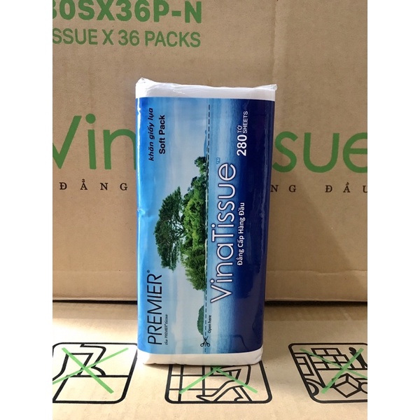 COMBO 10 GÓI KHĂN GIẤY LỤA RÚT PREMIER VINATISSUE 280 TỜ 2 LỚP CHÍNH HÃNG