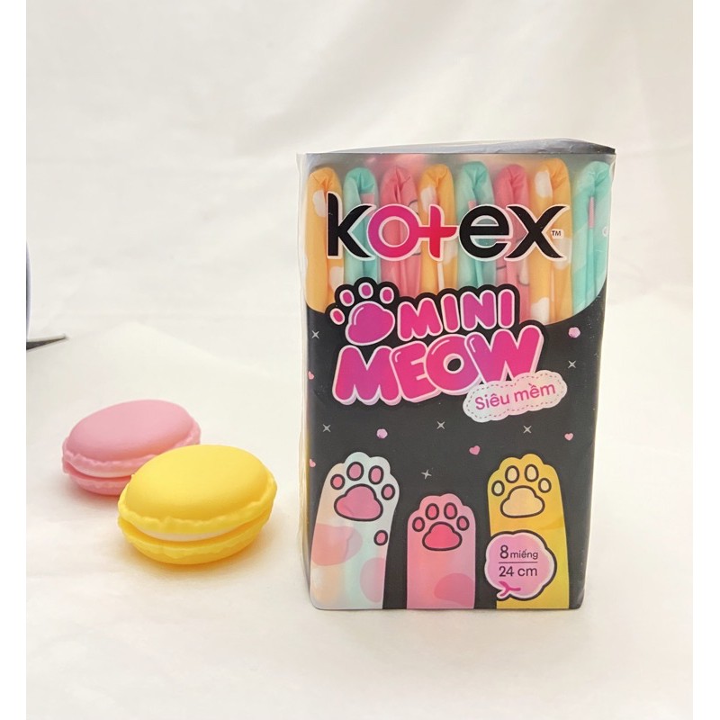 Combo Hai Gói 8 Miếng BVS Siêu Mỏng Kotex Mini Meow (Tặng Quạt Mèo)