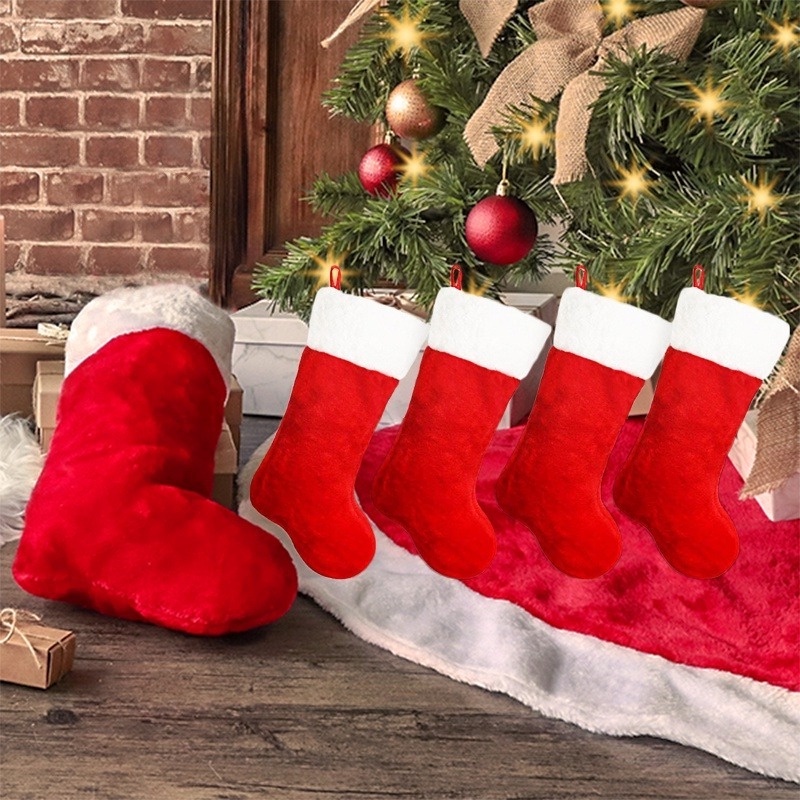 Vớ Treo Trang Trí Cây Thông Noel Màu Đỏ