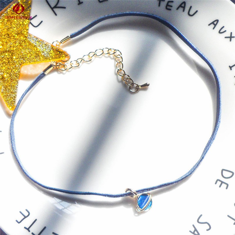 Vòng cổ choker phối ren màu xanh dương thiết kế độc đáo thời trang cho nữ