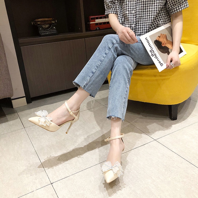 Giày Cao Gót Đính Nơ Thời Trang Dự Tiệc Cưới Xinh Xắn