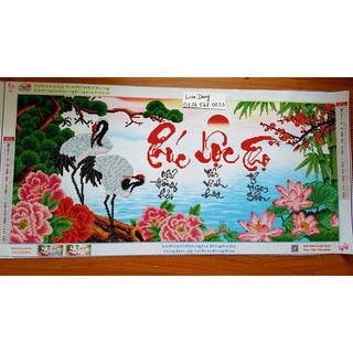 Tranh đá PHÚC LỘC THỌ(đã đính chưa khung)1m02x50cm