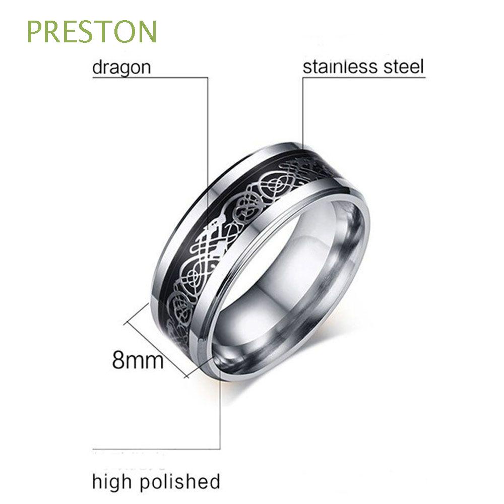 Nhẫn Rồng PRESTON Màu Đen|Thép Titan Không Gỉ