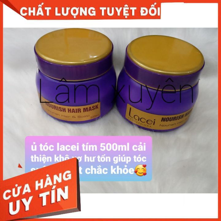 [ Tận Gốc ] Hấp dầu kem ủ tóc Lacei tím 500ml Chính Hãng Siêu Thơm phục hồi giữ màu suôn mềm bóng tóc màu tím nắp vàng .