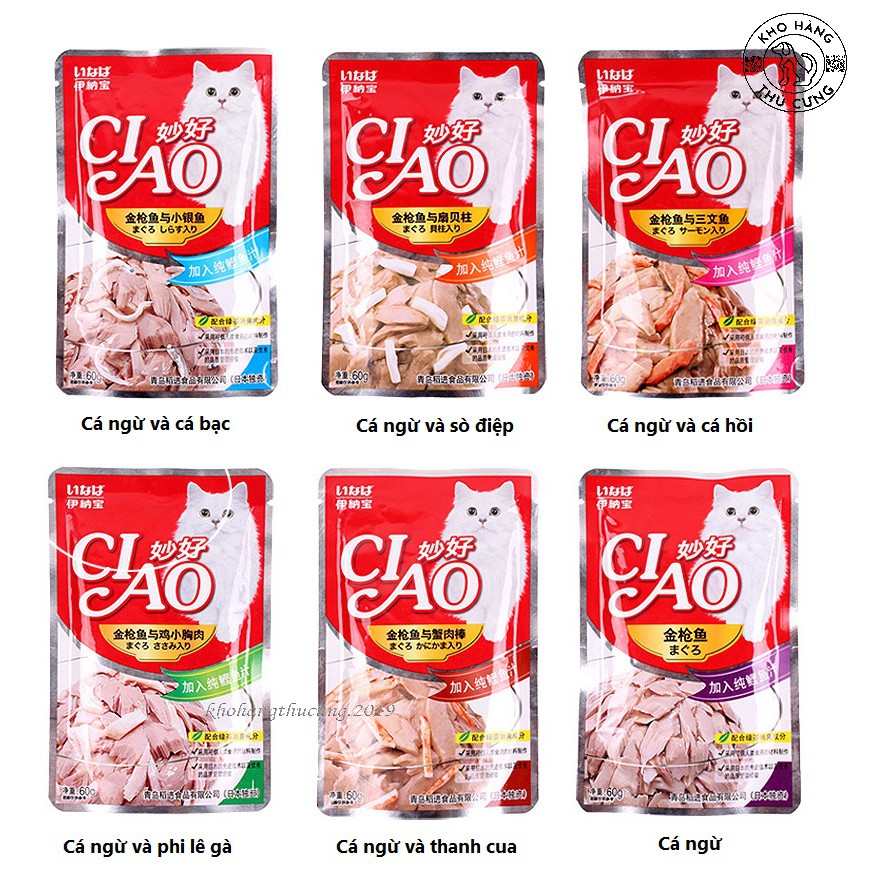 Pate CIAO- cá tươi dinh dưỡng cho mèo kích thích ăn uống- gói 60g