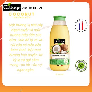 (Mẫu mới -Hương Dừa) Sữa tắm Cottage của Pháp, phân phối chính hãng, dung tích 560ml