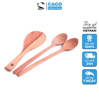 Combo 2 Thìa Gỗ Và 1 Muôi Gỗ - Chất Liệu Gỗ Nhãn Chịu Nhiệt Tốt - Chính Hãng CAGO