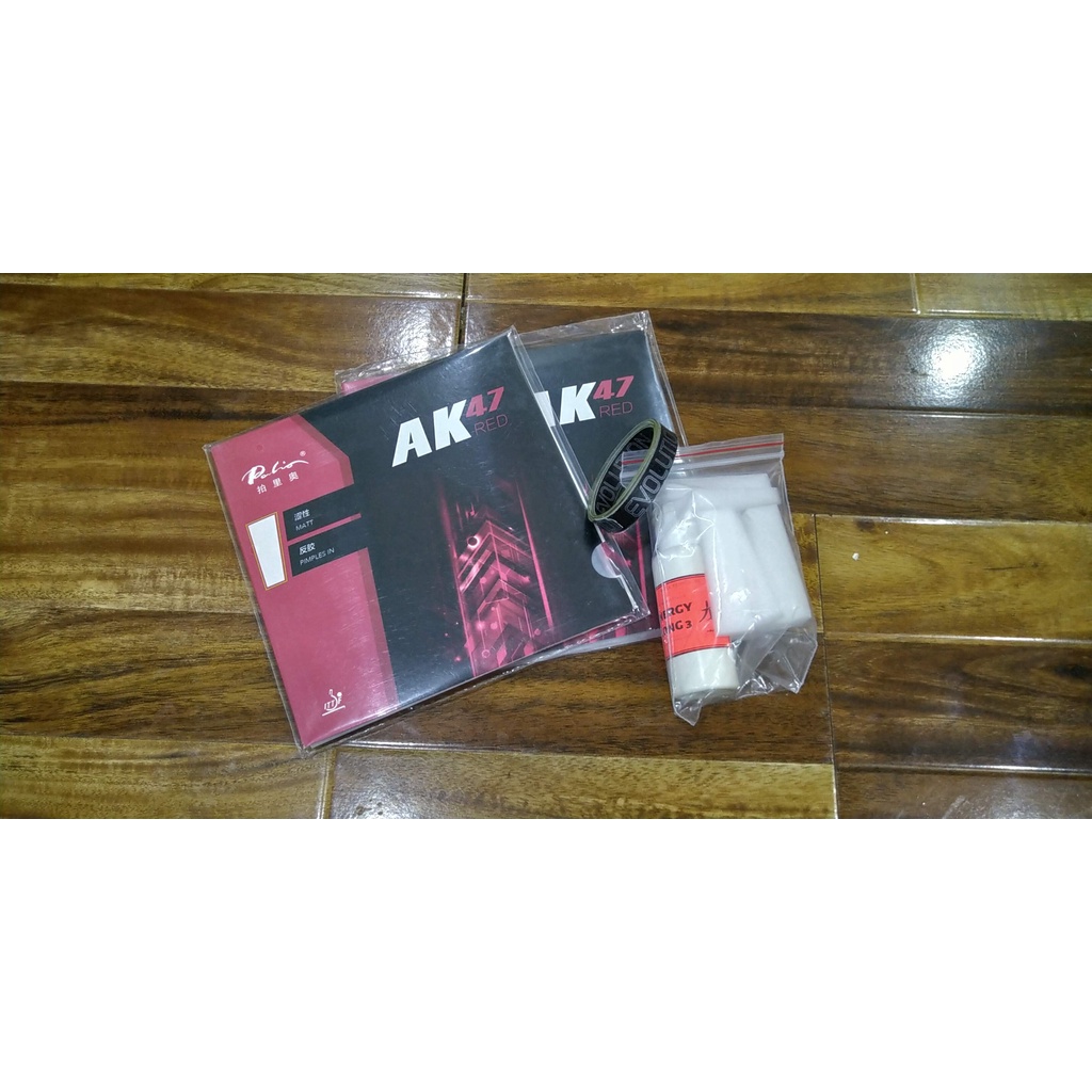 COMBO HAI MẶT VỢT PALIO AK47 RED KÈM KEO SỮA DÁN MẶT ENERGY LONG VÀ VIỀN VỢT