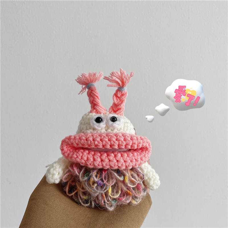 Vỏ Bảo Vệ Hộp Sạc Tai Nghe AirPods3 Gen 2021 / AirPods3 Bằng Lông Nhung Hình Quái Vật Miệng To Màu Hồng Dễ Thương Ốp