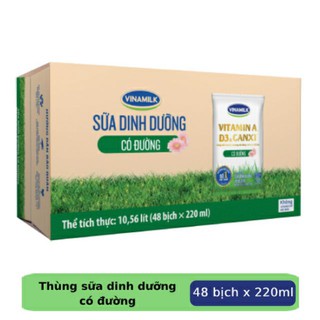 Thùng 48 bịch sữa tươi tiệt trùng Vinamilk VNM 220ml có đường / không đường / Ít đường