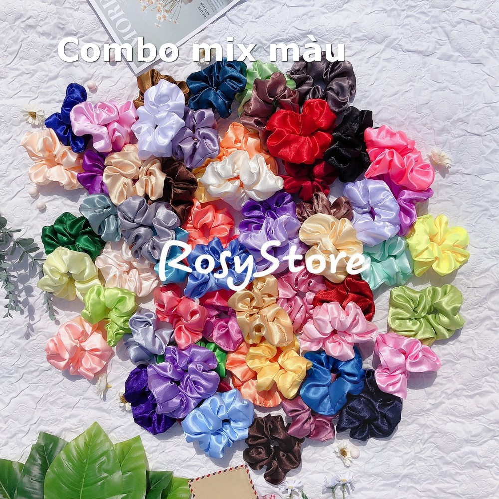 COMBO 10 CỘT TÓC SCRUNCHIES PHI BÓNG / SATIN ĐỦ 60 MÀU, PHỤ KIỆN CỘT KẸP TÓC ULZZANG