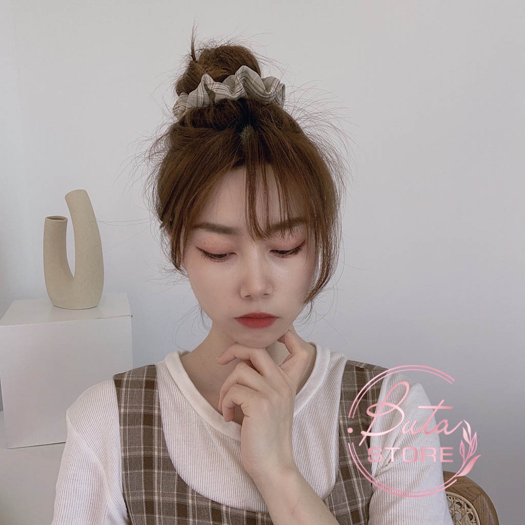 Dây Buộc Tóc Scrunchies Phong Cách Hàn Quốc Vải Sọc Caro Buta Sc22