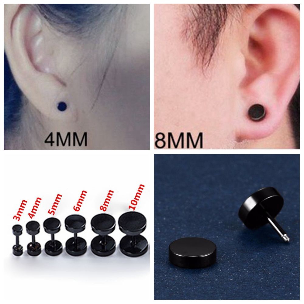 Đôi khuyên tai bằng thép không gỉ kiểu dáng đơn giản cá tính dành cho cả nam và nữ