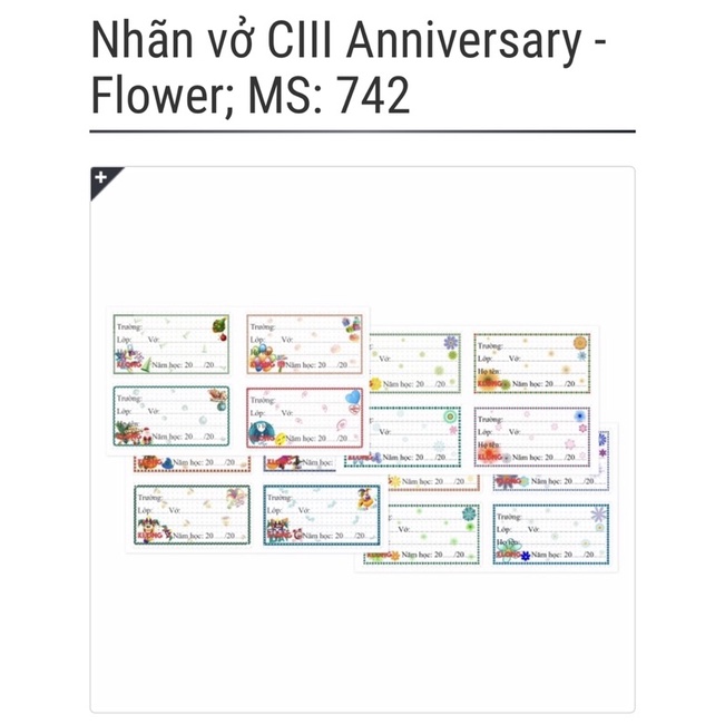 Nhãn vở CIII Anniversary - Flower KLong; MS: 742 🐻🌸