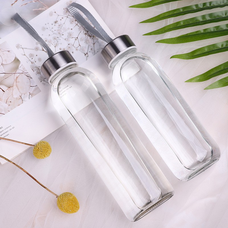 [RẺ VÔ ĐỊCH] Chai Bình Đựng Nước Thủy Tinh Trong Suốt Có Dây Đeo Dung Tích 300ml - 500ml - Đồ dùng, dụng cụ nhà bếp