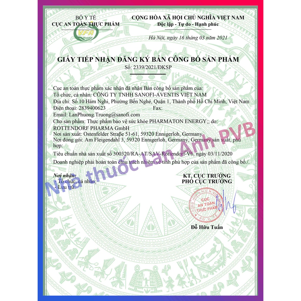 PHARMATON Energy – Bổ sung vitamin & khoáng chất với nhân sâm G115 chuẩn hóa.